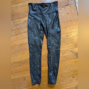 Spanx Moto Leggings Black Faux Leather Size Medium